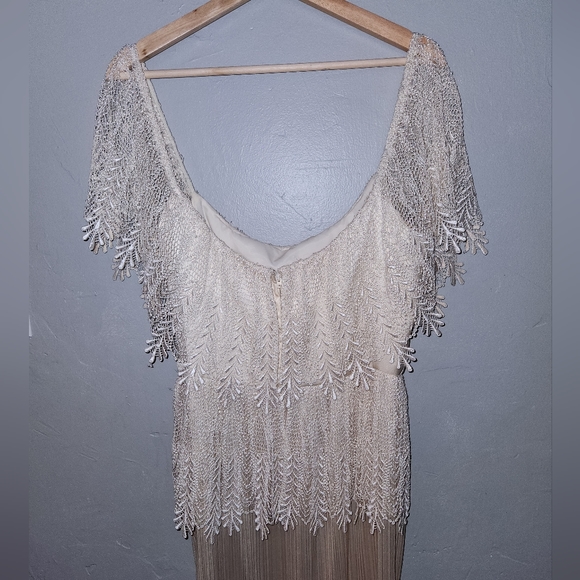 Vintage Ivory Embroidered Fringe Maxi Dress by Lee Jordan - Picture 14 of 16